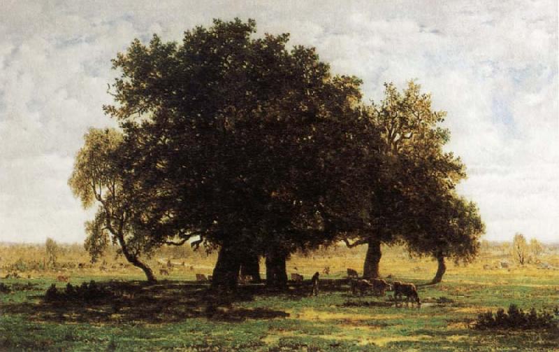 Theodore Rousseau Oak Trees near Apremont oil painting picture